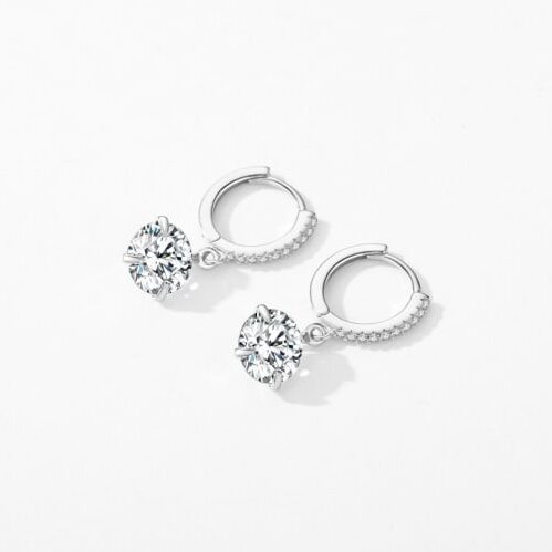 Zirconia Huggie Earrings in silver