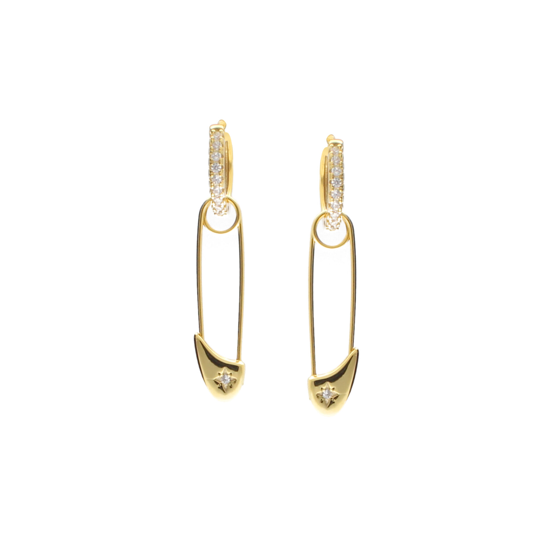 safety pin earrings front